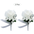 Miniatyrbilde 2 av 5: 2 stk roser corsage, knapphulls corsage, bryllupsblomst corsage, bryllupsknapphull, brudgom knapphull, bryllupsknapphull hvit rose