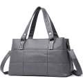 Miniatyrbilde 1 av 5: Håndvesker for damer Topphåndtak Lær Skulder Crossbody Vesker Dame Tote Messenger Designer Vesker (Grå)