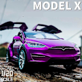 Pikkukuva 3 / 5: 1:24 Tesla Model X SUV Seosautomalli Painevalettu Metalliauto Ajoneuvomalli Simulaatio Ääni- ja Valokokoelma Lasten Lelulahja Black