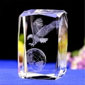 Miniatyrbillede 1 af 5: Krystalglas Bald Eagle Statuer, 3D Laser Etched Crystal Eagle Dekor Kunst, Dyre Krystalglas Terning Gravering Ornament Eagle Gaver med Gave(4x4x6cm)