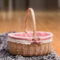 Miniatyrbillede 4 af 5: Fletkurv Gavekurve Tom Oval Pileflettet Picnickurv Med Håndtag Bryllupskurv Lille