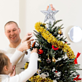 Miniatyrbilde 5 av 7: Sølvtrestjerne juletrepynt i metall, juletrepynt i metall for juletrepynt, julepynt til hjemmet 20*25cm