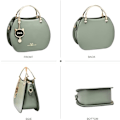 Miniatyrbillede 3 af 5: Kvinde Fashion Top Handle Taske Crossbody Taske Piger Damer Runde Skuldertasker PU Læder Messenger Tasker Sød Håndtaske Pung med Kat Vedhæng (Beige)