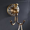 Miniatyrbillede 1 af 4: Kåbe Krog Retro Messing Badeværelse Krog 2 Kroge Badeværelse Tilbehør Sæt Papir Rulleholder Antik Messing Finish Væghængt Guld Bølge