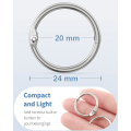 Miniatyrbillede 2 af 5: Løsebladsbinderringe 24mm almindelige stålbogsringe til indeksflashkort kvitteringer og filer Heavy Duty Organizer Loops, pakke med 100
