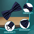 Miniatyrbillede 2 af 5: Forbundet butterfly til mænd, Tux butterfly justerbar formel nakke butterfly satin butterfly til fest bryllup (Navy Blue)