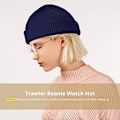Miniatyrbillede 5 af 6: 4 stk. Trawler Beanie Watch Hat Rul op Kant Skullcap Fisker Beanie Unisex - Sø Blå, Grøn Grå, Marineblå, Kongeblå
