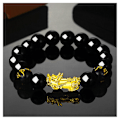 Miniatyrbillede 1 af 4: Feng Shui sort obsidian jade perler armbånd tiltrækker rigdom og held og lykke bangle B