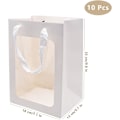 Miniatyrbillede 2 af 5: 10 stk. Hvide Kraft Papir Gaveposer Med Håndtag, Transparent Vinduespose Gavepakke, Til Valentinsdag, Bryllupper, Fødselsdagsfester