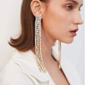 Miniatyrbillede 1 af 5: Moderne Kvinde Lange Rhinestones Kvast Øreringe Sølv Boheme Lang Kæde Drop Dangle Øreringe Smykker Til Kvinder