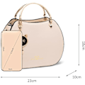 Miniatyrbillede 2 af 5: Kvinde Fashion Top Handle Taske Crossbody Taske Piger Damer Runde Skuldertasker PU Læder Messenger Tasker Sød Håndtaske Pung med Kat Vedhæng (Beige)