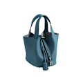 Miniatyrbillede 1 af 5: Dame Læder Håndtaske Grøntsagskurv Taske Tote Taske Håndtaske Kohud Spand Taske Ins Peacock blue