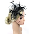 Miniatyrbilde 1 av 2: Kvinners Fascinator Hat Blomster Bryllup Fascinator Hodebånd Fjær Flapper Brud Hodeplagg Hodeplagg Pillbox Hat Bowler Mini Topp Hat Hårklips (Svart)