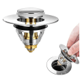 Miniatyrbillede 5 af 5: Badekarprop Stopp Basin Drænfilter Universal Basin Spild Med Drænfilter Til Vask Køkkenvask Badeværelsesprop Badekar Klap 34-38mm Sølv