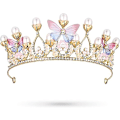 Miniatyrbillede 1 af 2: Krystal Tiara Perle Pandebånd Prinsesse Kostume Krone Pandebånd, Sommerfugl Tiara Krone