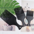 Miniatyrbild 2 av 5: 3 storlekar Afro kammar set: Svart plast hårplockningskam, bred tand för naturligt lockigt hår