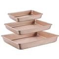 Grunt Bakplåtar Set Non-stick, Rektangulär Kakform, Stapelbar Bakplåtsset om 3, Bakplåtar, Guld (9''/11''/13'') Shallow Baking Pans