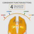 Miniatyrbilde 4 av 5: Gamingmus, 7 farger bakgrunnsbelyst optisk spillmus ergonomisk USB kablet med 2400 DPI og 6 knapper 4 skyting for datamaskin/Win/Android/iOS. (Gul)