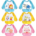 Miniatyrbild 1 av 5: 5-pack Långärmade Bebis-Släpkläder, Vattentäta Ärmar, Småbarns-Släpkläder för 6-36 Månader 6pcs-blue Pink Yellow Closure-6-36 months