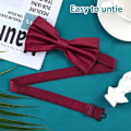 Miniatyrbillede 2 af 5: Forbundet butterfly til mænd, Tux butterfly Justerbar formel nakke butterfly Satin butterfly til fest bryllup (Maroon Red)