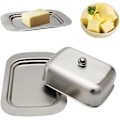 Miniatyrbillede 1 af 4: Smørboks i rustfrit stål med låg Klassisk 2-delt design Smør