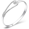 Miniatyrbilde 1 av 5: Sølv armbånd elegant klips-på knapp kvinners sølv armbånd floral design sølv sjarm armbånd bangle klassisk bangle smykker (belagt sølv)