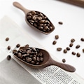 Miniatyrbillede 4 af 5: Ske til kaffebønner i massivt træ, skovl i sort valnød, hel træ, graveske til kaffebønner, teskovl Wo