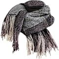 Miniatyrbillede 1 af 5: Dame Imitation Cashmere Sjal - Vinter Lang Blød Varmt Tartan Tassel Sjal Sjal til Damer, Tassel Sjal Sjal Gaver til Kvinder (Brun)