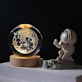 Miniatyrbillede 2 af 2: 3D Planet Krystalkugle med Træbase, 3D Krystal LED Natlampe, Rum Galaxy Krystalkugle Ornament til Hjemmet