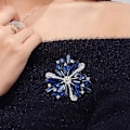 Miniatyrbillede 3 af 5: Vintage Diamant Brosche til Kvinder - Elegant Simuleret Krystal Brosche - Blå