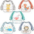 Miniatyrbild 1 av 5: 5-pack Långärmade Bebis-Släpkläder, Vattentäta Ärmar, Småbarns-Släpkläder för 6-36 Månader 5pcs-Bear-Di-Wh-Lion-F Closure-6-36 months