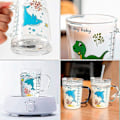 Miniatyrbilde 5 av 5: Melkekopp for barn med sugerør, 400 ml Transparent Glass Lære å drikke treningskopp, Mikrobølgesikker drikkekopp med lekkasjesikkert lokk for småbarn (#2)