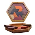 Hexagon Tangram Pussel Träpussel för Barn Vuxna Utmanande Pussel Trä Brain Teaser Spel Pussel