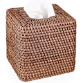 Miniatyrbillede 1 af 5: Rattan Firkantet Vævsdækning Holder Dekoration Vævsarrangørboks Cube Vævspapirholderboks Vævsopbevaringskasse Dispenser Servietarrangør, Brun