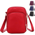 Miniatyrbild 1 av 5: Cross Body Phone Bag Women, Nylon Wallet Shoulder Bag,3 Layers Zipper Cell Phone Purse with Adjustable Strap(Red)