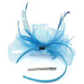 Miniatyrbild 2 av 4: Kvinnlig Fascinator Hatt Blomma Bröllop Fascinator Hårband Fjäder Flapper Brud Hårprydnad Huvudbonader Pillbox Hatt Bowler Mini Topphatt Hårklämmor(blå)