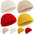 Pikkukuva 1 / 6: 4 kappaletta Trawler-pipo Watch Hat Roll up Edge Skullcap Fisherman Beanie Unisex-Valkoinen, Beige, Punainen, Keltainen