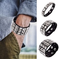Miniatyrbild 2 av 5: Unik Nit Stud Wide Cuff Punk Gothic Rock Unisex armring Brac B