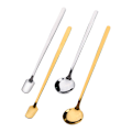 Miniatyrbild 8 av 8: Golden Dessert Teskedar Kaffe Tillbehör Set För Kök Sma Silver 15cm-Round spoon