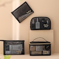 Miniatyrbild 4 av 8: Svart mesh kosmetisk väska kvinnor resor Casual dragkedja case Organiz Square bag
