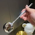 Miniatyrbild 6 av 8: Rostfritt Stål Stort Huvud Runt Sked Nät Röd Gyllene Middag Lång