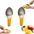 Miniatyrbilde 5 av 5: Multifunksjonell mangoskjærer og skje, rustfritt stål mangoskjærer med sklisikkert håndtak, praktisk 2 pcs