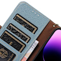 Miniatyrbild 5 av 5: Plånboksfodral i läder med RFID-blockering för iPhone 15 Blue