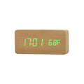 Miniatyrbild 2 av 4: Smart multifunktionell väckarklocka LED-display lysande temperatur dubbel display väckarklocka USB träklocka Rectangular black White light