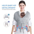 Miniatyrbild 5 av 5: Baby Wrap Bärsele, Lätt Bärsele Sjal Bärbar, Handsfree Spädbarnsbärsele Slungor Nyfödd Till Småbarn Mjuk & Andningsbar Grey M