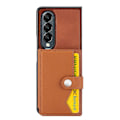 Miniatyrbilde 2 av 5: For Samsung Galaxy Z Fold3 5g Litchi Mønster Enkelt Knapp Kort Holder Mobiltelefon Deksel Brown