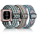 Miniatyrbilde 1 av 5: 3 Pakk Elastisk Bånd Kompatibelt Med Fitbit Versa/fitbit Versa Lite/fitbit Versa 2 Bånd For Kvinner Menn, Justerbar Elastisk Nylon Solo Loop Stropp Håndledd