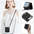 Miniatyrbillede 1 af 5: For Samsung Galaxy Z Flip5 Crossbody Diamond Lattice Folding Leather Mobile Phone Case Black