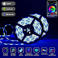 Miniatyrbilde 3 av 5: Bluetooth LED-lysstripe, 5m RGB 5050 IP65 LED-lysstripe med 28 dynamiske moduser, flerfarget lysstripe styrt av app og fjernkontroll, synkronisering