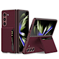Miniatyrbilde 1 av 5: For Samsung Galaxy Z Fold5 Gkk Ultra-tynn skinnmobildeksel med kortspor Wine Red